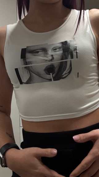 Crop top blanco estampado
