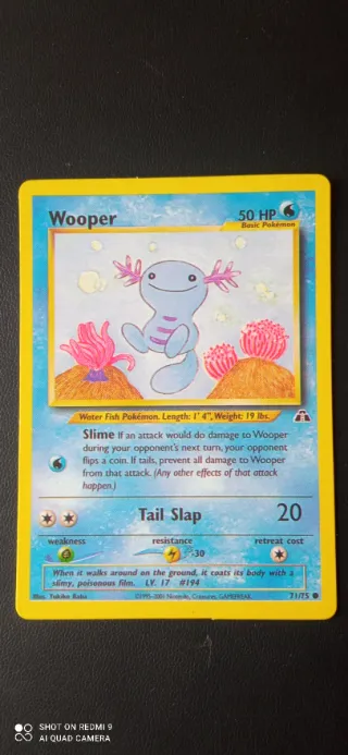 Carta Pokémon Wooper 71/75 1ª Edición