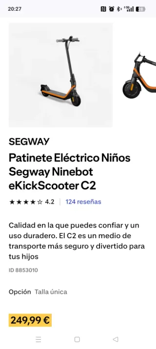 Patinete Eléctrico Ninebot Segway C2 para niños