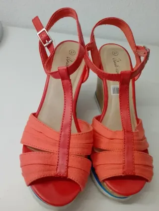 Alpargatas cuña salmón mujer