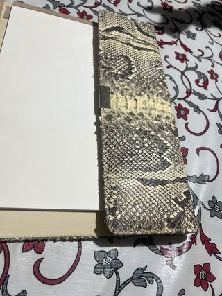 Portafolios Piel Pitón Natural Beige/Gris