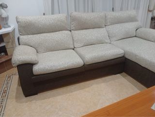 Sofá Chaiselongue Beige y Marrón 2,63m