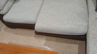 Sofá Chaiselongue Beige y Marrón 2,63m
