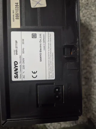 Sanyo VHR-277 Reproductor VHS Digital Picture Cont
