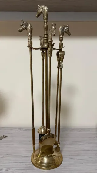 Conjunto Chimenea Vintage Bronce - Cabezas Caba