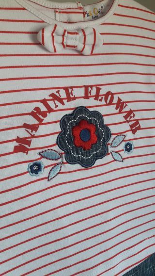 Conjunto infantil marinero rayas flor para 6 meses