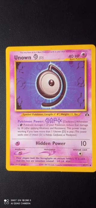 Carta Pokémon Unown [D] 47/75