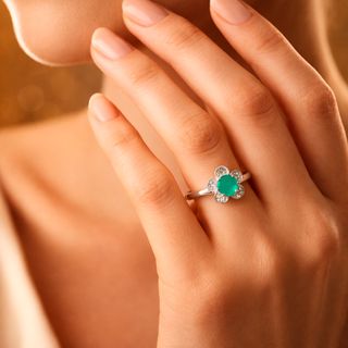 Anillo Plata 925 Esmeralda Natural Colombiana