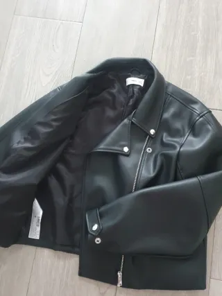 Chaqueta Mango Polipiel Negra