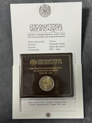 Vaticano 2023 Moneda Conmemorativa Manzoni