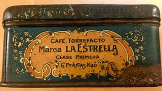 caixa/caja/antigua/lata/metálica/hojalata/vintage