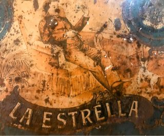 caixa/caja/antigua/lata/metálica/hojalata/vintage