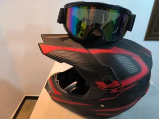 Casco Moto VIRTUE DOT Negro/Rojo Talla S
