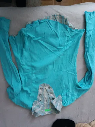 Camisa de cuadros azul y turquesa