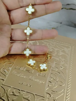 Pulsera Chapada Oro 18k Trébol Blanco