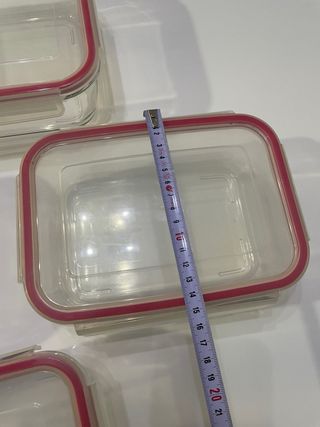 Juego 4 Recipientes Cristal Tapa Roja