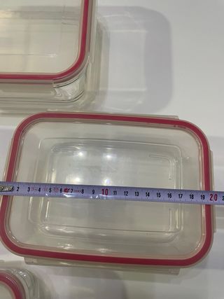 Juego 4 Recipientes Cristal Tapa Roja