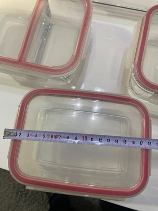 Juego 4 Recipientes Cristal Tapa Roja