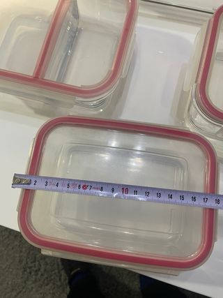 Juego 4 Recipientes Cristal Tapa Roja