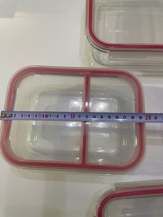 Juego 4 Recipientes Cristal Tapa Roja