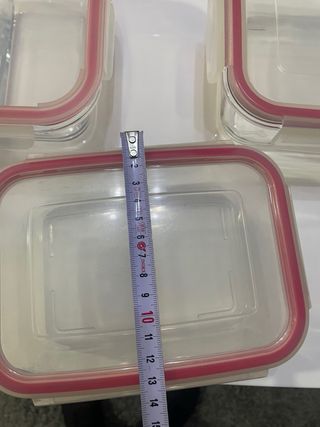 Juego 4 Recipientes Cristal Tapa Roja