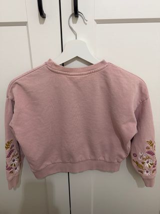 Sudadera niña Mango rosa bordada