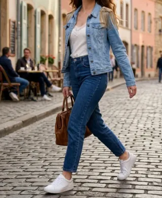 Cazadora vaquera con alas y flecos