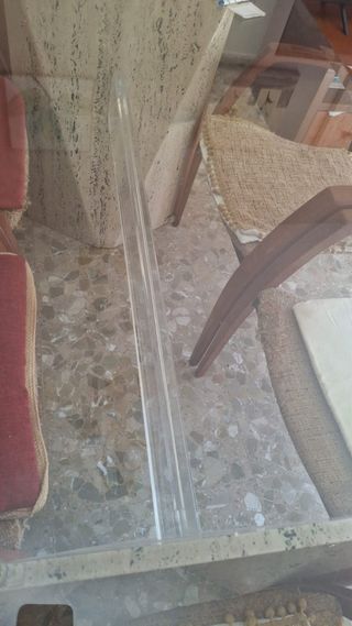 Tavolo in Marmo Travertino e Vetro Smussato