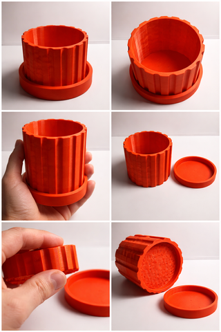 Maceta Ondulada Naranja con Plato