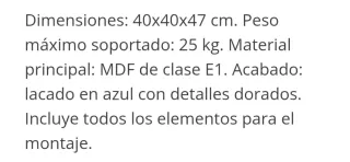 Mesita de noche azul y dorada