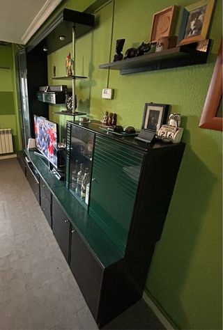 Mueble de salón modular madera y cristal