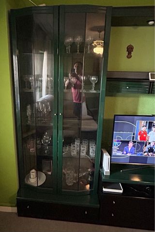 Mueble de salón modular madera y cristal