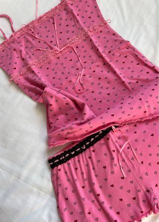 Pijama mujer corto estampado corazones