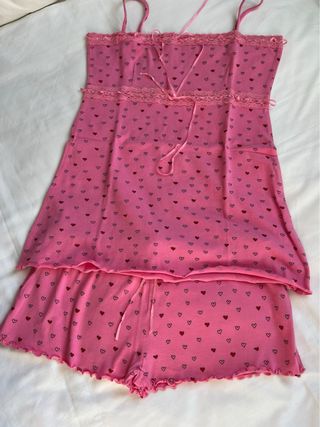 Pijama mujer corto estampado corazones