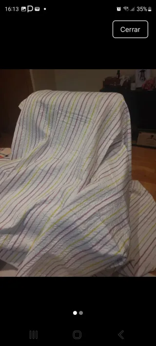 Colcha Rebecibel Rayas Morado y Amarillo