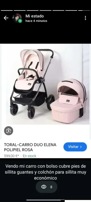Carro Dúo Elena Polipiel Rosa