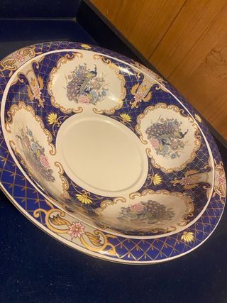 Juego tocador cerámica vintage pavos reales