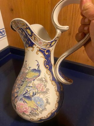 Juego tocador cerámica vintage pavos reales