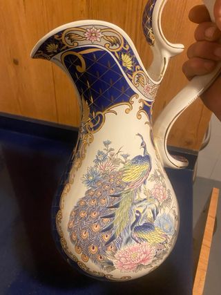 Juego tocador cerámica vintage pavos reales