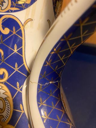 Juego tocador cerámica vintage pavos reales