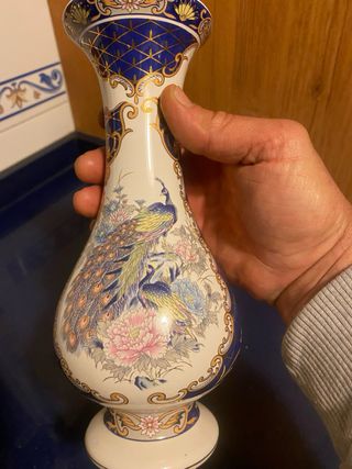 Juego tocador cerámica vintage pavos reales