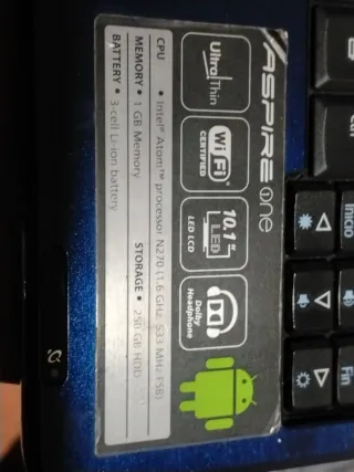 Acer Aspire One Netbook Azul Para Reparar o piezas