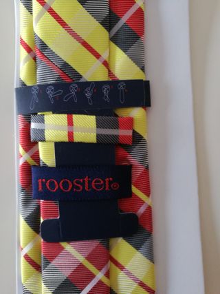 Corbata Rooster Cuadros Roja y Amarilla Seda