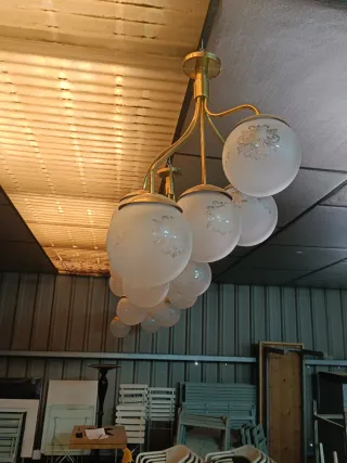 Lámpara Techo Vintage Cristal Dorado