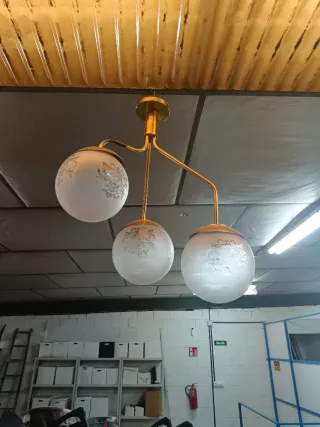 Lámpara Techo Vintage Cristal Dorado