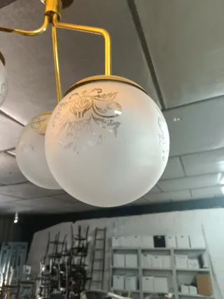 Lámpara Techo Vintage Cristal Dorado