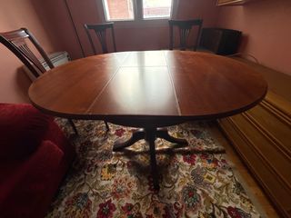 Conjunto mesa y sillas madera y cristal