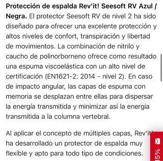 Protector espalda moto Revit Seesoft T 05. Muy bue