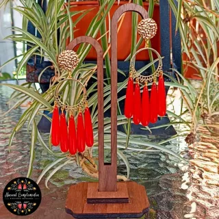 Pendientes Flamenca Dorados y Rojos