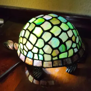 Lampada Tartaruga Tiffany in Cristallo e Metallo